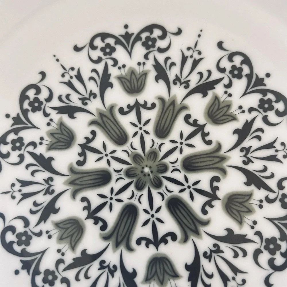 Vintage Meteor China Serving Bowl Made in Japan 1960s Black Green White Gorgeous